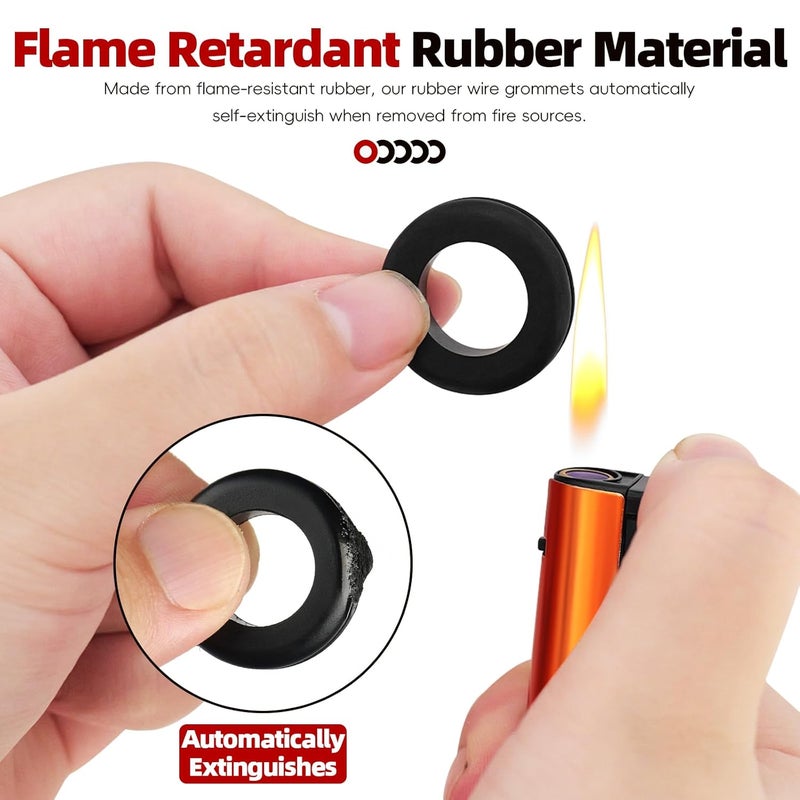 Magicave Store 200 Pcs Rubber Grommets Kit – 8 Sizes Firewall Rubber Hole Plugs Assortment, Rubber Grommets for Wiring, Automotive, Electrical, Home DIY (1/4", 5/16", 3/8", 7/16", 1/2", 5/8", 7/8", 1") - Image 2